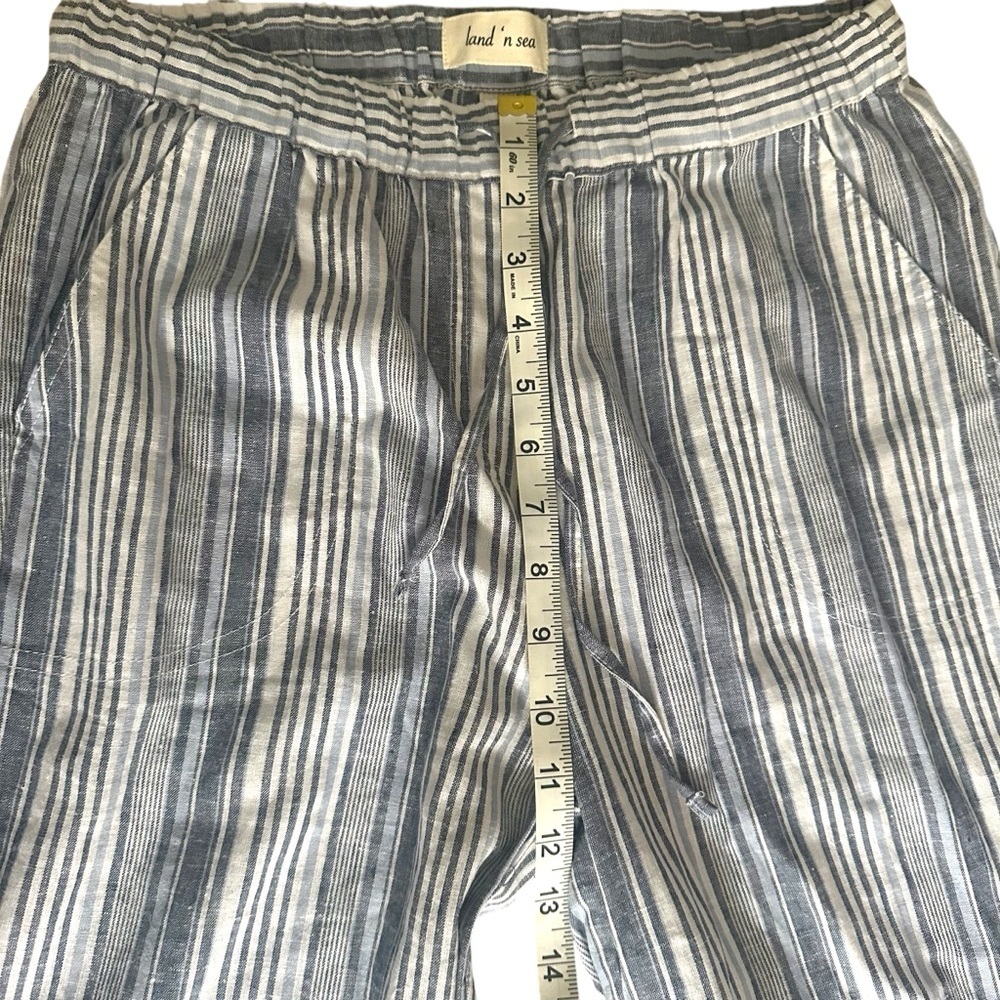 Land ‘n Sea Women’s Blue & White Striped Linen Relaxed Pants w/ Pockets Size S - Picture 4 of 9